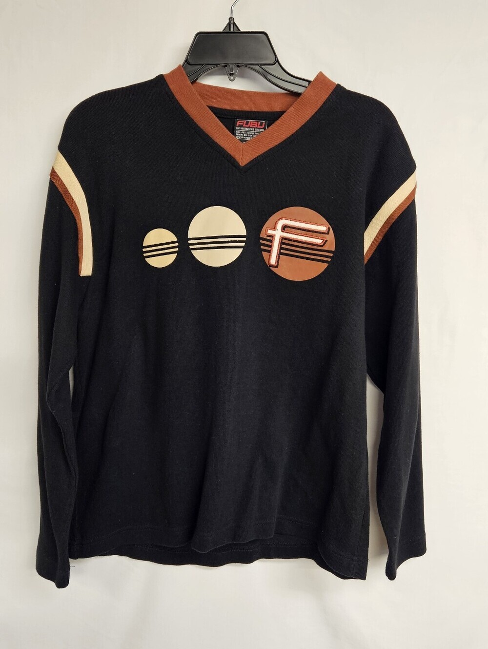 FUBU 90s Vintage knit crewneck sweater black base Size Medium 14/16